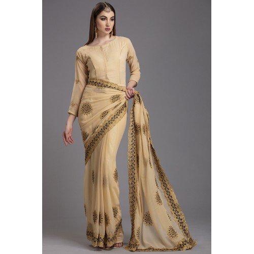 Beige on sale wedding saree